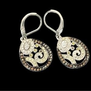 Stainless steel multicolor marcasite earrings